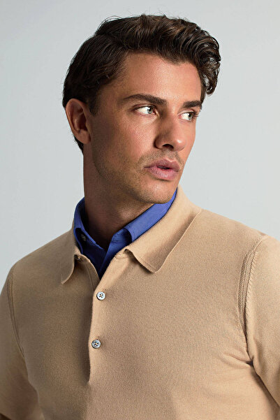 Hemington Kaşmir Pamuk Karışım Polo Yaka Camel Triko