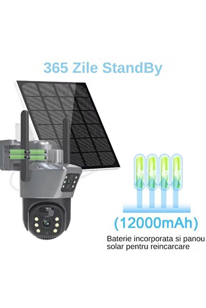 OEMN Surveillance Camera with 2 Lenses, Mobile App, Motion Detection, Solar Charging