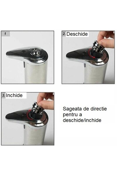 Flippy Liquid Soap/Disinfectant Dispenser - Infrared Motion Sensor, Stainless Steel, 250 ml, Gray