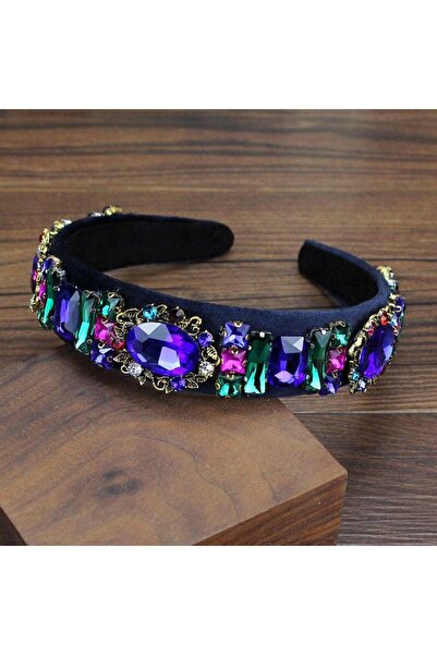 Pursehuit Bentiță bleumarin, cu pietre mov, Anete C2