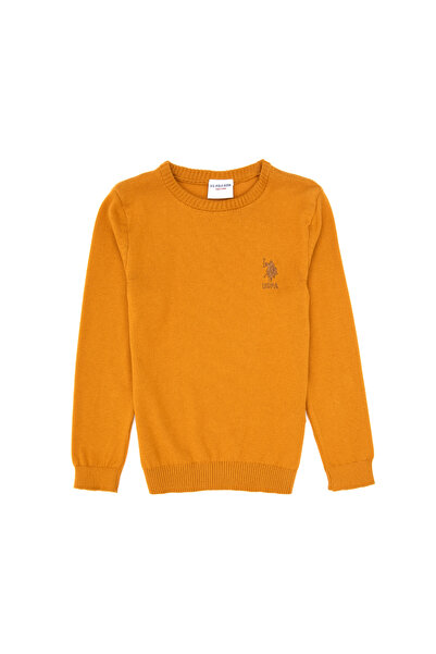 U.S. Polo Assn. Boy's Mustard Crew Neck Basic Sweater 50307845-Vr072