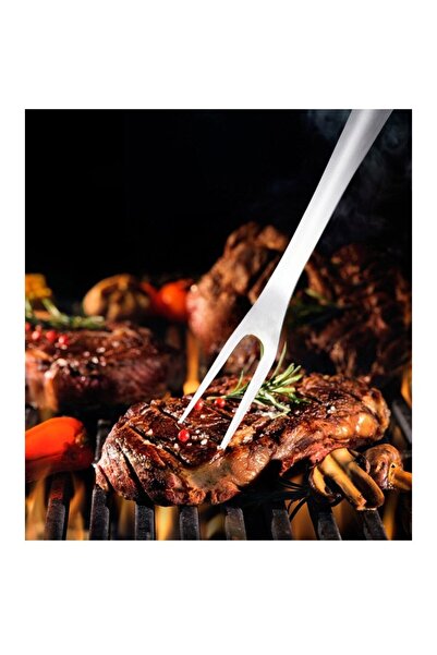 Flippy Set of 4 stainless steel barbecue utensils with hanger, high temperature resistant, silver