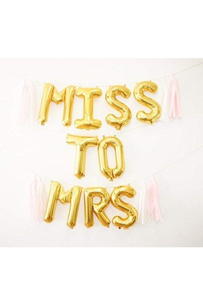 PS Products Set Baloane din Folie Metalizata, , Model Scris Miss to Mrs, Litere de 40 cm, Tema,