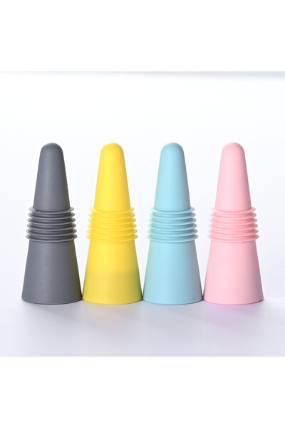 Flippy Set 4 reusable silicone stoppers, for wine and beverage bottles, multicolor