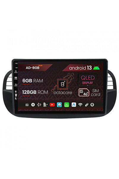AutoDrop Navigatie Fiat 500 (2007-2014), Android 13, B-Octa / 6GB + 128GB, 9"