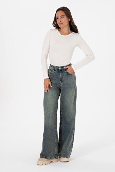 U.S. Polo Assn. Kadın Yeşil Flare Fit Jean Pantolon 50308394-DN0030