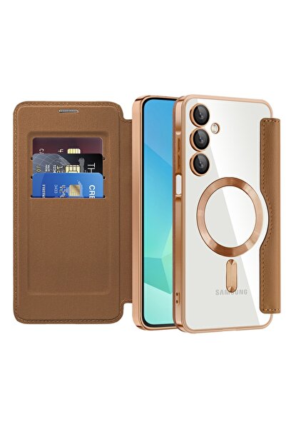 SKYDDAR INNOVATION Case for Samsung Galaxy A17 5G, SmartMag Book, Magsafe, RFiD, Card Holder, sticker set, Brown