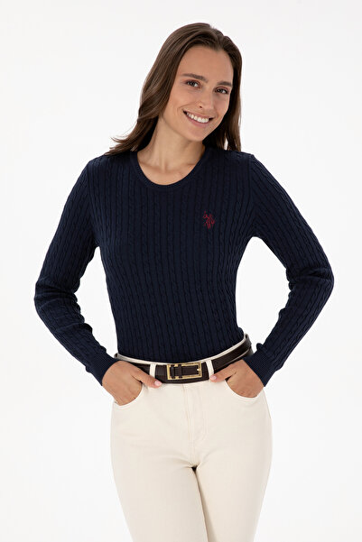 U.S. Polo Assn. Kadın Lacivert Bisiklet Yaka Basic Kazak 50313626-VR033