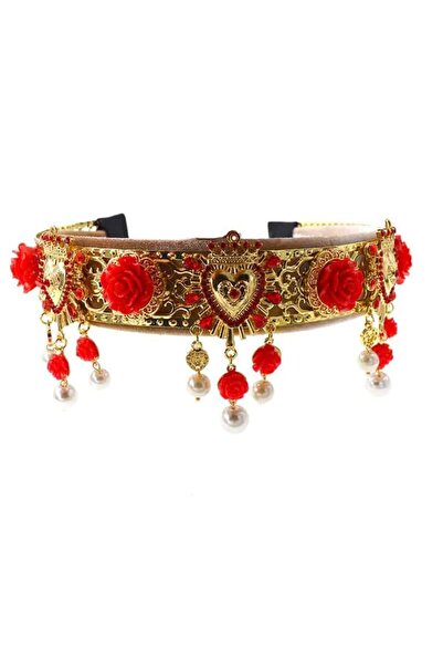 Pursehuit Bentiță neagră, stil baroc, cu metal auriu și pietre, Dilja C2