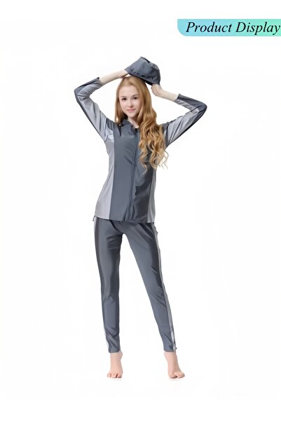 HALAMODO 3PCS Women Modest Muslim Swimsuit, Long Sleeves Swimsuits, Full Covered Swimwear, Muslim Beachwear