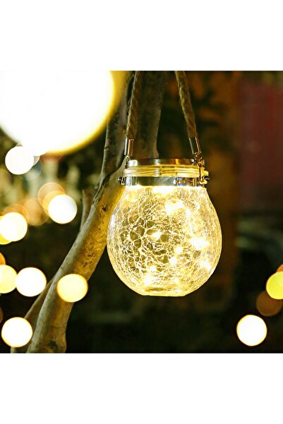 Alista Home Lampă solară decorativă pentru exterior Alista Home, IP65, 20 LED-uri, 600mAh, 14 x 12 cm, cu cârlig, model borcan rotund, alb cald