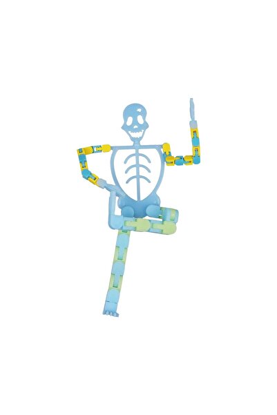 Flippy Mobile Phone Holder, Stress Relief Toy for Adults, Luminous Halloween Skeleton, Blue, 17 cm Length