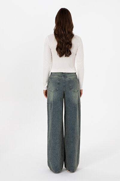 U.S. Polo Assn. Kadın Yeşil Flare Fit Jean Pantolon 50308394-DN0030