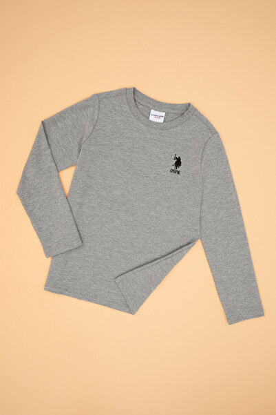 U.S. Polo Assn. Boy's Gray Melange Basic Crew Neck Sweatshirt 50314002-Vr086
