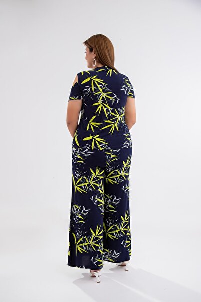 Roxxlen Σετ 2 τεμαχίων με λεπτομέρεια στο γιακά και στον ώμο σε μεγάλο μέγεθος, σκούρο μπλε