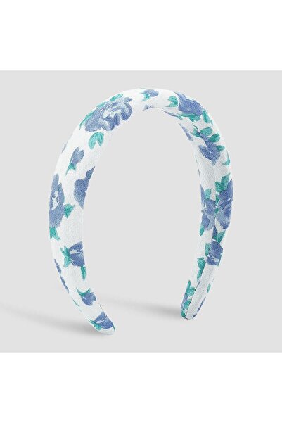 Pursehuit Bentiță albă, pufoasă, cu flori albastre, Reeta C2 OUT