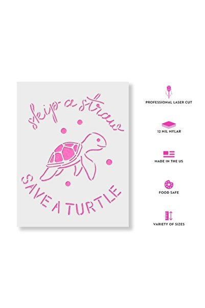 Maxrom Stencil Wall painting, plaster 0.7mm Save Sea Turtles Reusable, model MXSP7207, 100 x 100 mm