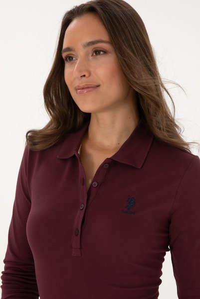 U.S. Polo Assn. Women's Burgundy Basic Polo Neck Sweatshirt 50307755-Vr177