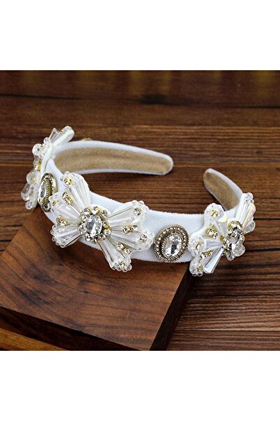 Pursehuit Bentiță albă, cu pietre și cristale, Iljas C1