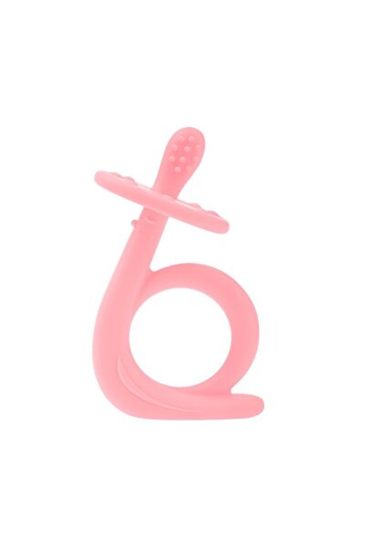 Akuku Pink Snail teething toy, soft silicone construction, with prominent areas for gum massage