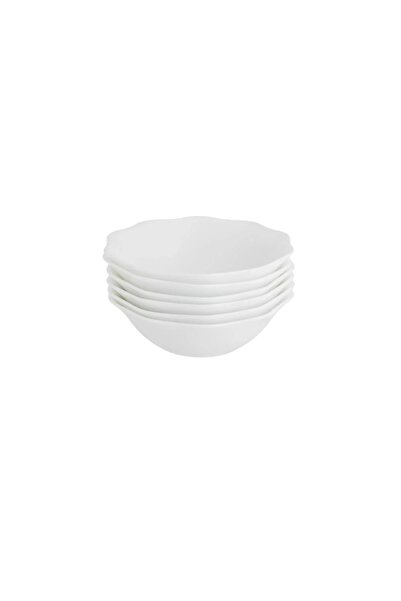 ORIAN Arcopal White Round Wavy Yogurt Soup and Salad Set, 6 Pieces, 15 cm
