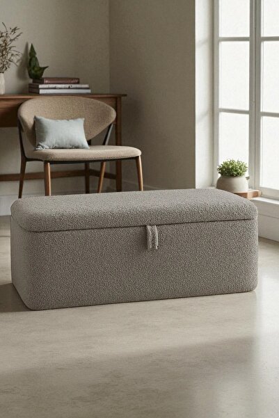 WoodyMaison LENA Teddy Kumaş Sandıklı Puf Bench – Depolama, Oturma ve Yatak Ucu Bank