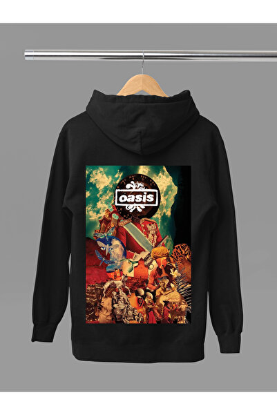 MAGORS سترة روك قطنية مطبوعة بأكمام طويلة وقلنسوة من OASIS بثلاث خيوط