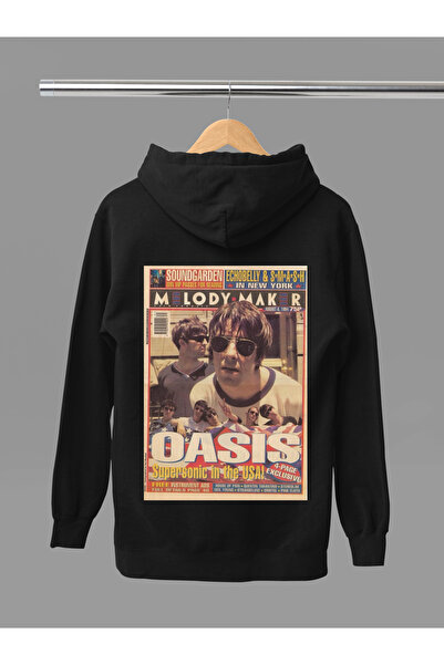 MAGORS سترة روك قطنية مطبوعة بأكمام طويلة وقلنسوة من OASIS بثلاث خيوط