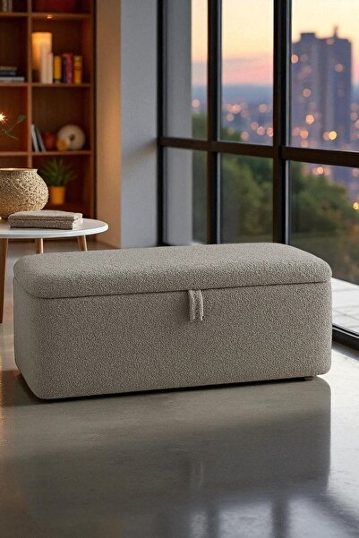 WoodyMaison LENA Teddy Kumaş Sandıklı Puf Bench – Depolama, Oturma ve Yatak Ucu Bank