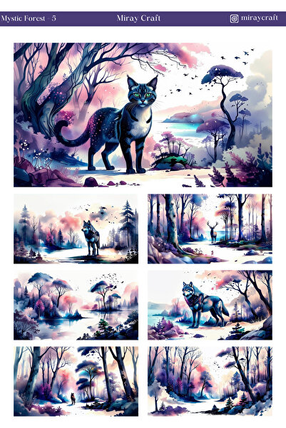 MirayDesign 1 list ilustracije misteriozne šume, tematska nalepnica 12*17 cm ...