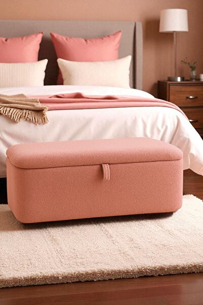 WoodyMaison LENA Teddy Kumaş Sandıklı Puf Bench – Depolama, Oturma ve Yatak U...