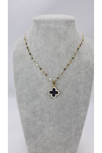 Butik Kadın Çelik Çift Taraflı Gold Kolye