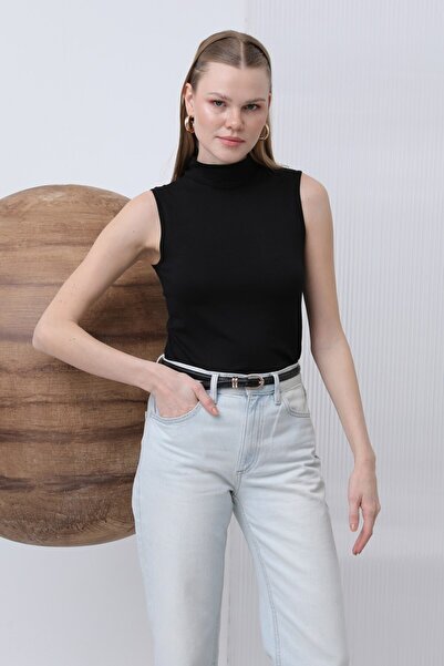 Puane Women's Half Turtleneck Zero Sleeve Lycra Inner Blouse 40005