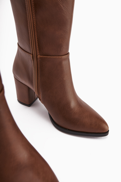 Limoya Deniza Taba Topuklu Kadın Çizme