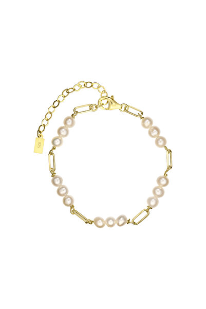 ohmygod jewelry 925 Argint Bratara din argint placat cu aur si perle de cultura – Grace