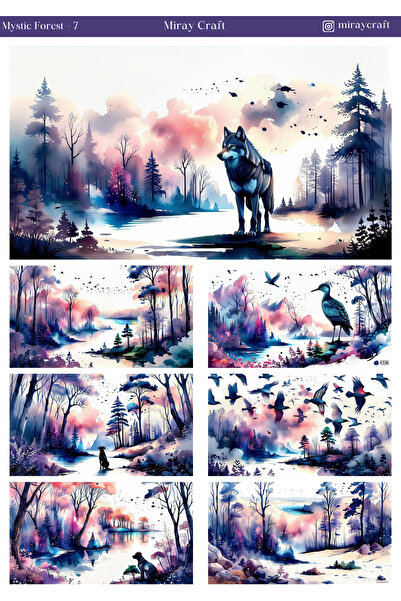 MirayDesign 1 list ilustracije misteriozne šume, tematska nalepnica 12*17 cm ...