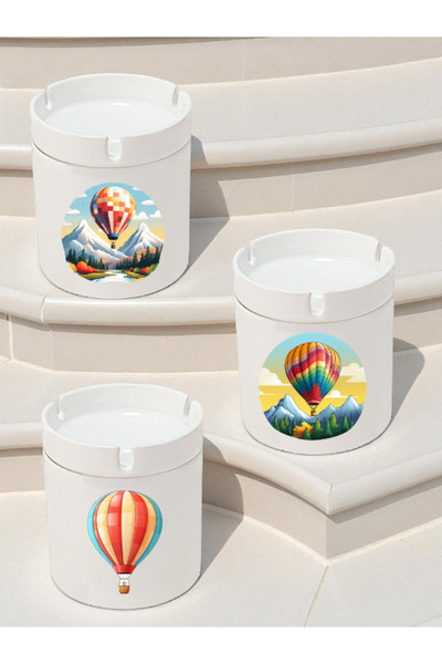 lili hediyelik Flying Balloon Themed 3-Piece Ashtray Models - Odorless Ashtrays, Ceramic Ash Tray