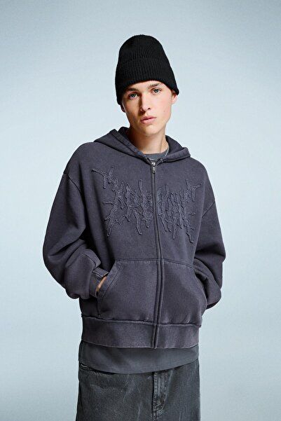 Bershka Boxy fit kısa kesim fermuarlı sweatshirt