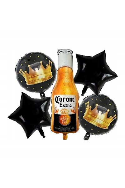 zola Σετ 5 μπαλονιών σε σχήμα μπουκαλιού μπύρας, Zola, διαφορετικά μεγέθη, μαύρο/χρυσό