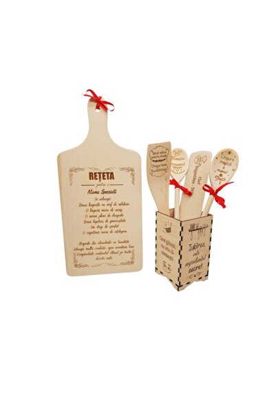 OEM Set de bucatarie pentru mama, 6 piese - Tocator, linguri si spatule in cu...