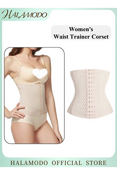 HALAMODO مشد خصر نسائي للارتداء اليومي، مشد للتحكم في البطن بعظام فولاذية