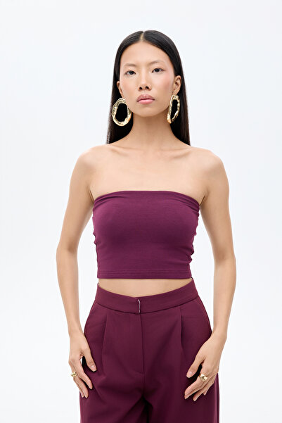 Quzu Основна блуза с бюстие в цвят бордо