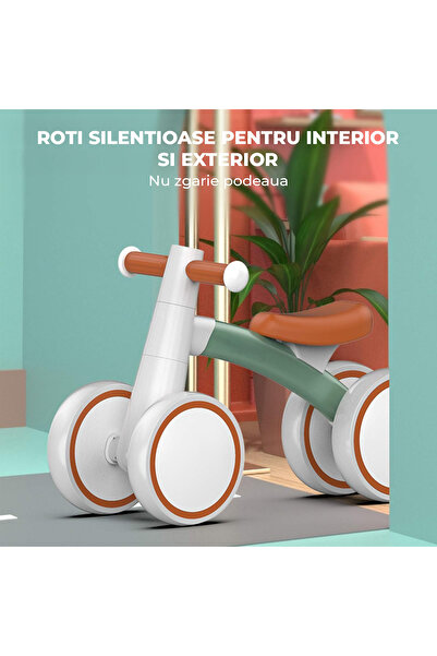 Elindor ® Balance Bike for Children, 4 Wheels, for Children 12-24 Months, 36 × 56 × 25 cm, Green