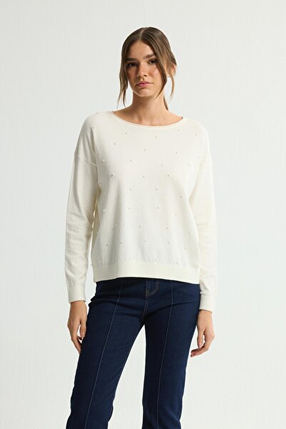 Love My Body İnci Detaylı Triko Kazak