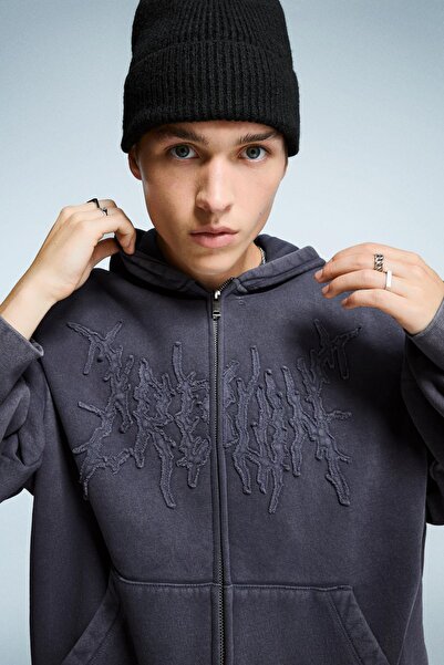 Bershka Boxy fit kısa kesim fermuarlı sweatshirt