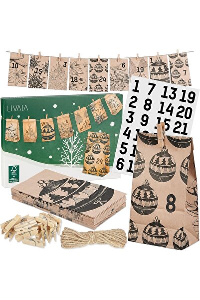 Livaia Set calendar Advent pentru Crăciun Livaia, hârtie/lemn, multicolor, 50 bucăți