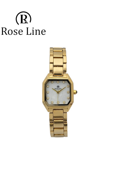 Roseline Women's watch with a square design in silver and gold with a white dial