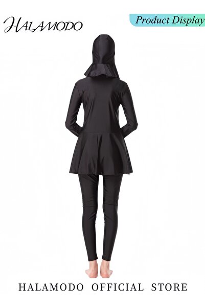 HALAMODO 3PCS Women Modest Muslim Swimsuit, Long Sleeves Swimsuits, Full Covered Swimwear