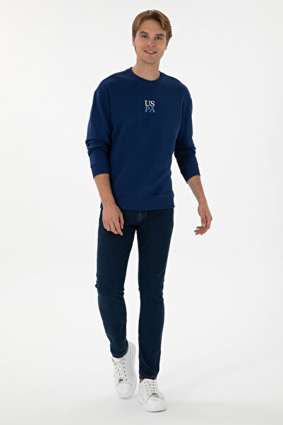 U.S. Polo Assn. Erkek Bisiklet Yaka Comfort Fit İndigo Basic Sweatshirt 50313760-VR028
