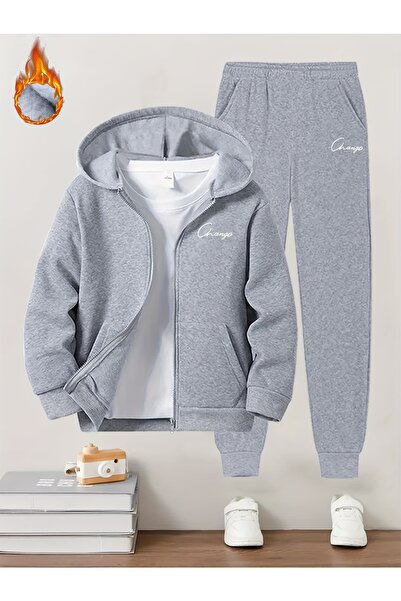 Lider Leather Unisex Παιδικό Σετ Φόρμας με Στάμπα και Φερμουάρ – Φούτερ με Κο...